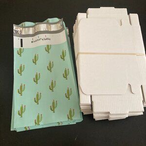 Shipping Supplies- 22 Small White Shipping Boxes & 40 Cactus Poly Mailers